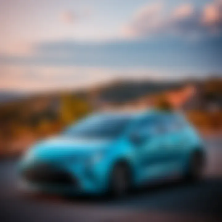 2024 GR Corolla parked outside with a scenic background, showcasing its sleek design and vibrant color