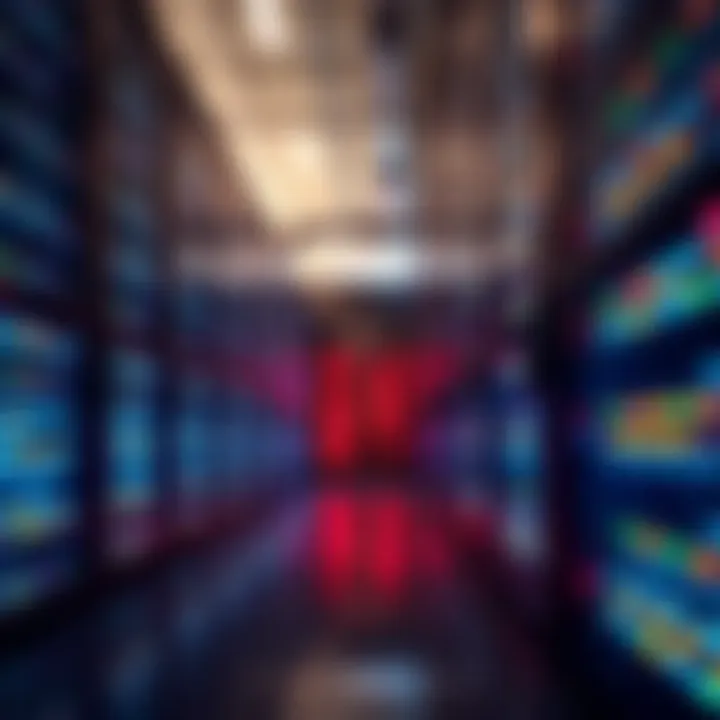 High-tech data center with petabyte-class E2 SSDs improving storage efficiency and capacity.