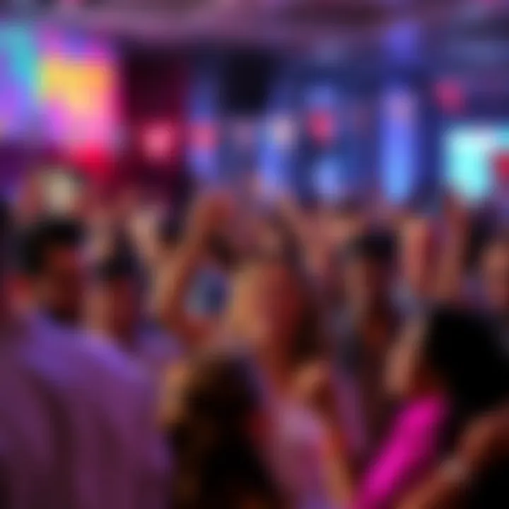 FET Community Updates Celebration A vibrant gathering of community members celebrating new updates with banners and smiles in a lively environment.