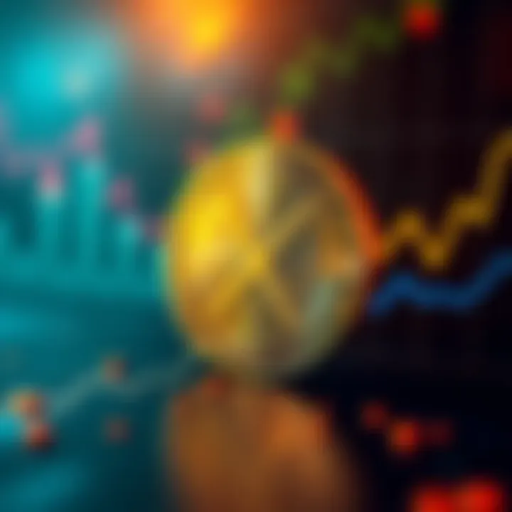 Visual representation of an XRP coin alongside a graph showing an upward trend in price due to increased demand