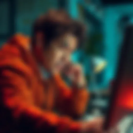 Individual looking frustrated while using a computer for account verification