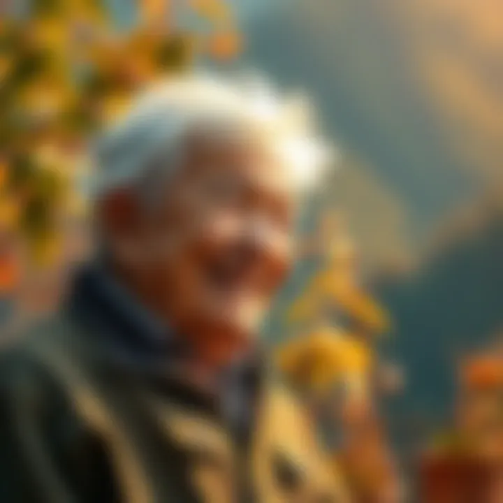 Aging Gracefully An older person smiling while enjoying nature, symbolizing positivity in aging.