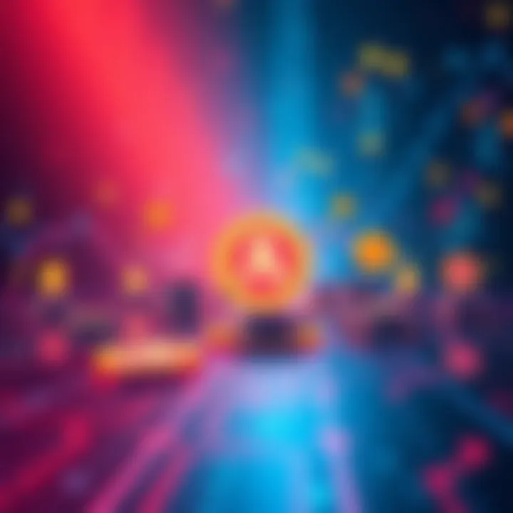 Algorand Payroll Future A digital illustration showing a payroll process with stablecoins on a blockchain, featuring icons of money and regulatory symbols, symbolizing advantages and challenges in 2025.