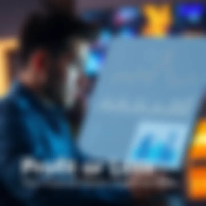 A person checking their financial status with charts and graphs on a laptop, looking thoughtful and analytical.