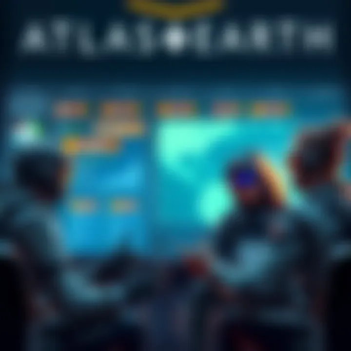 Group of Atlas Earth players debating whether to skip Day 31 for early bonuses, with a game interface in the background.