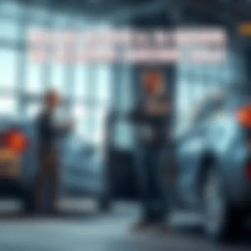 A frustrated buyer stands next to a car, looking at a seller who is shaking their head, illustrating the conflict over a no reserve auction sale.