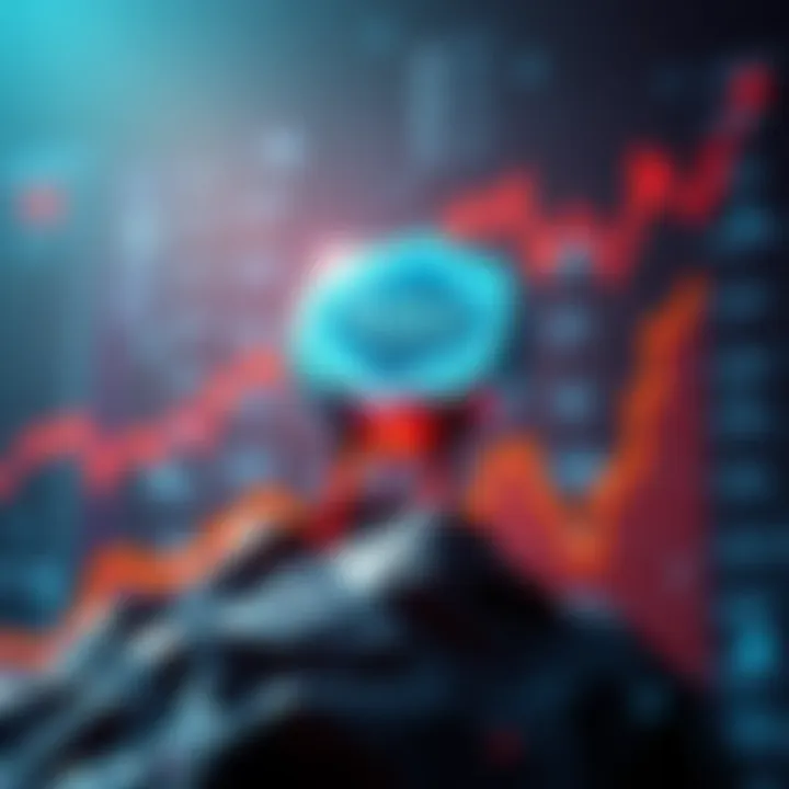 AVAX cryptocurrency symbol rising with graphs showing market trends and potential growth in 2025