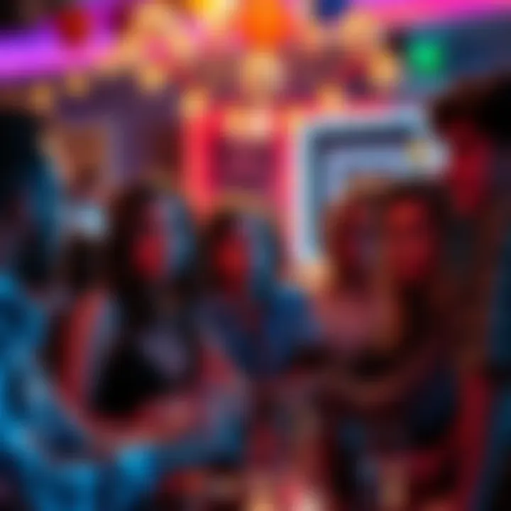 A group of people at a party looking awkward and embarrassed during an uncomfortable conversation.