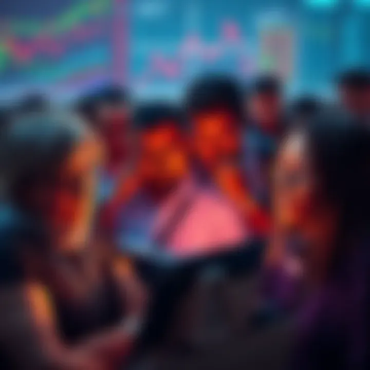 Several people looking at charts and graphs with expressions of concern, symbolizing the emotional impact of lost ERC-20 token investments after a hack.