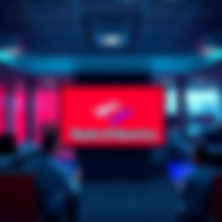 An office setting featuring the Bank of America logo and an executive presenting plans for a new stablecoin on a screen