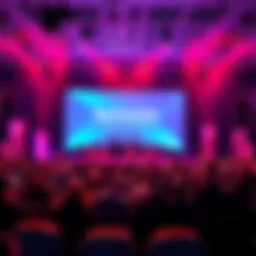 A crowd gathered at the BeToken launch event showcasing the first regulated security token offering in Spain, with banners and podiums.