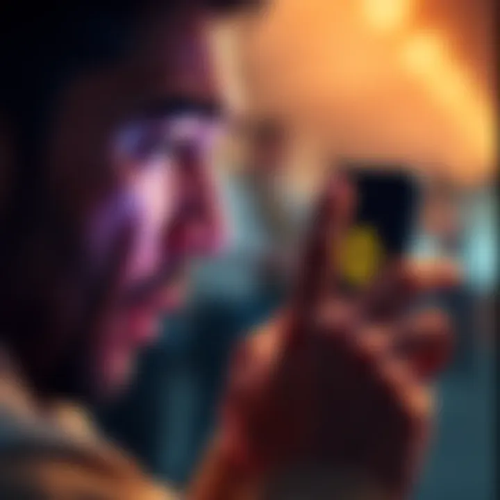 Binance Investigation A person looking at Binance's logo on a smartphone with a worried expression, symbolizing concerns about the money-laundering probe in France.