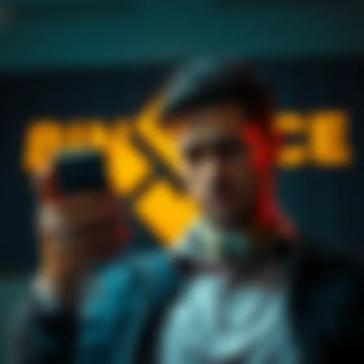 A distressed person holding a phone, looking frustrated with a Binance logo in the background
