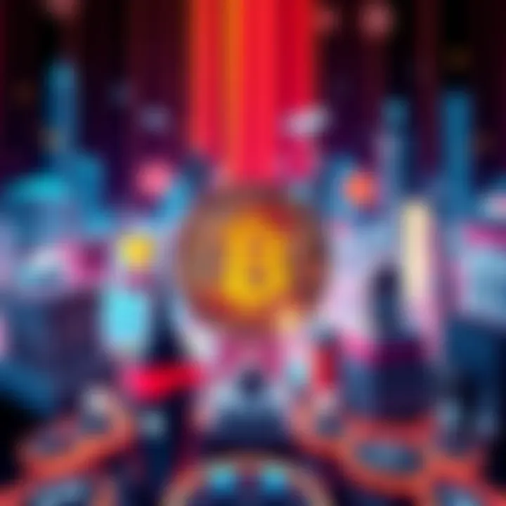A Bitcoin logo surrounded by icons representing banks and institutions, showcasing the shift towards centralization