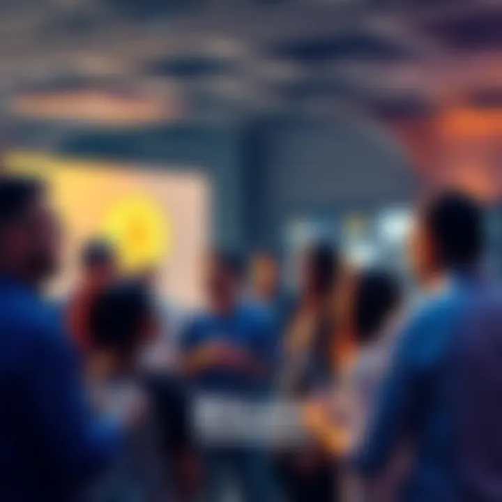 A group of people engaged in a lively discussion about Bitcoin, sharing ideas and questions in a forum setting.