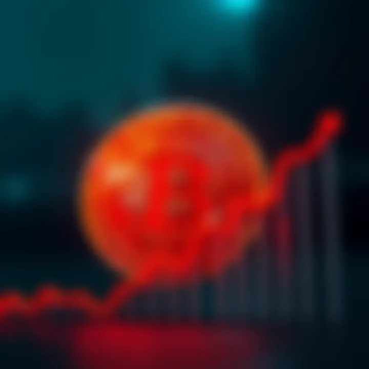 A Bitcoin symbol next to a graph showing upward trends, representing its potential impact on inflation and prices.