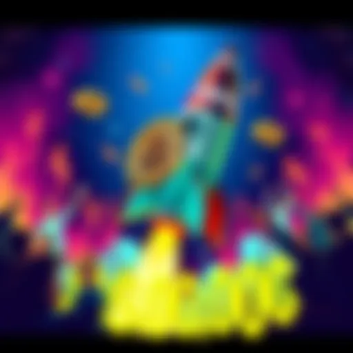 A humorous meme depicting Bitcoin with a rocket ship, symbolizing the rise to $200,000, surrounded by excited characters celebrating crypto gains.