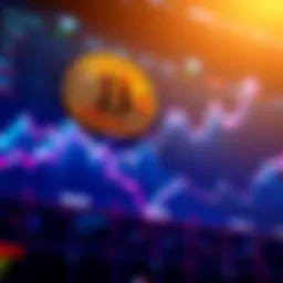 A Bitcoin price chart showing upward movement and significant drops over time