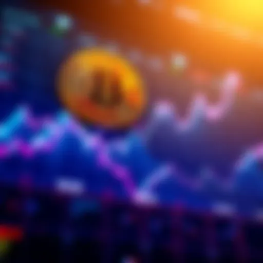 A Bitcoin price chart showing upward movement and significant drops over time