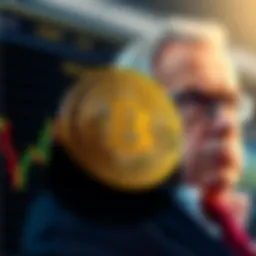 Bitcoin symbol with a graph showing a rise past $113,000 and Peter Schiff looking skeptical in the background