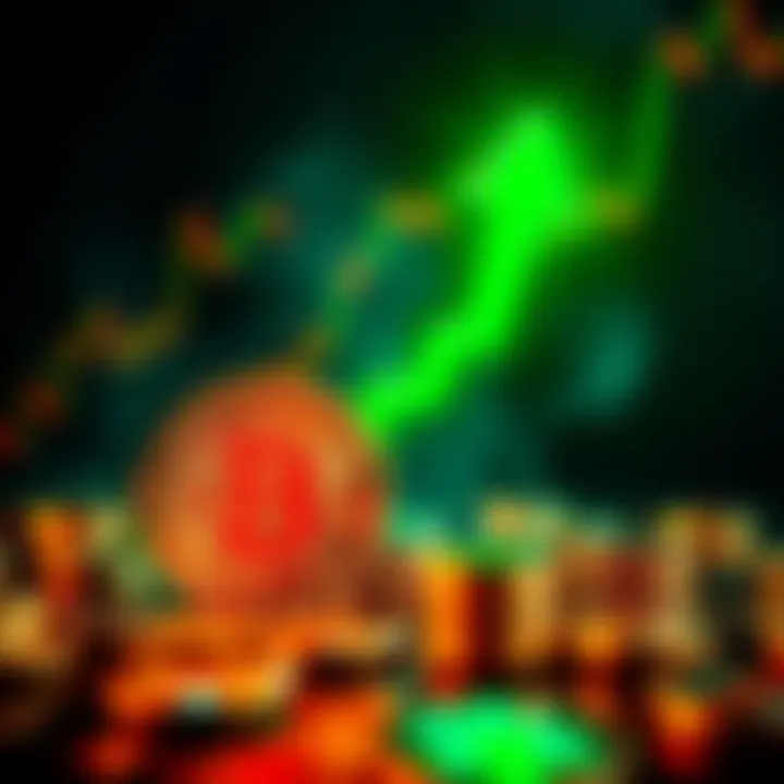 Bitcoin price surge Bitcoin logo with an upward arrow symbolizing price increase