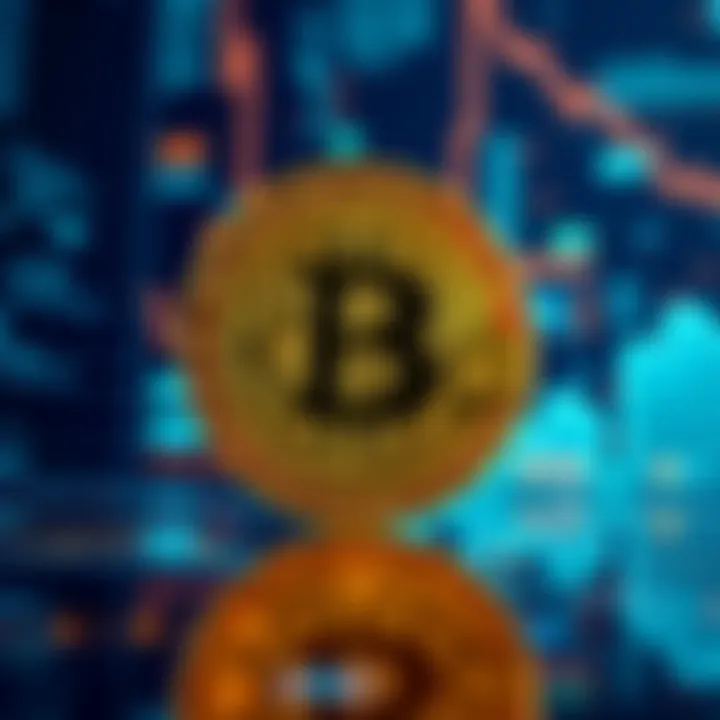 The Bitcoin symbol displayed on a digital screen, symbolizing its influence on finance without traditional controls.