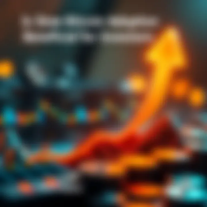 Bitcoin Adoption Progress A chart showing gradual increase in Bitcoin adoption over time with upward trend arrow