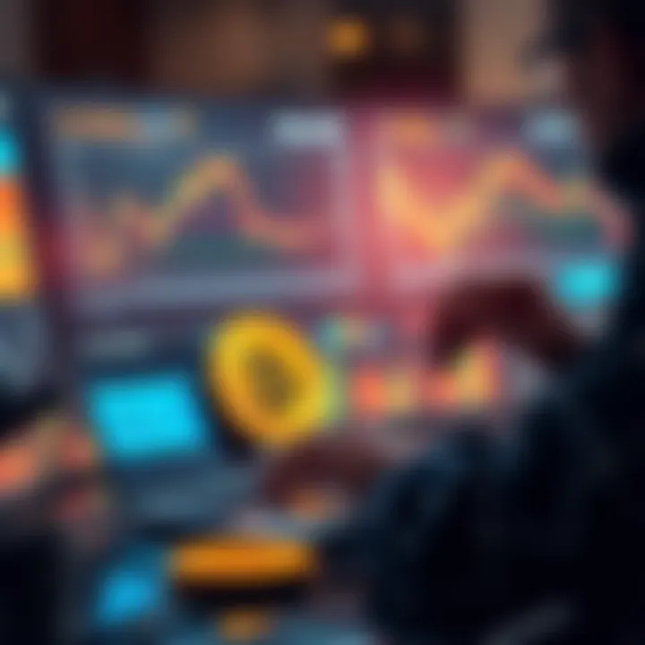A person analyzing Bitcoin and altcoins on a laptop, with charts and graphs visible, considering which investment to choose.