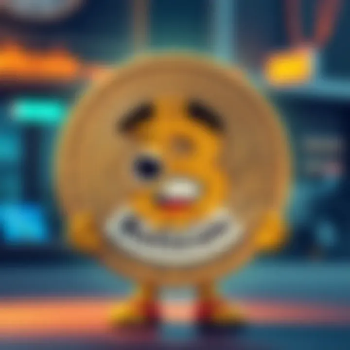 Bitcoin depicted as a cartoonish character with a funny expression A humorous cartoon representation of Bitcoin with the label 'Buttcoin', showing a playful expression to illustrate the nickname's perception