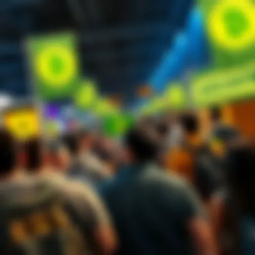 A group of people celebrating and discussing Bitcoin Cash at a community event with banners and signs about BCH.