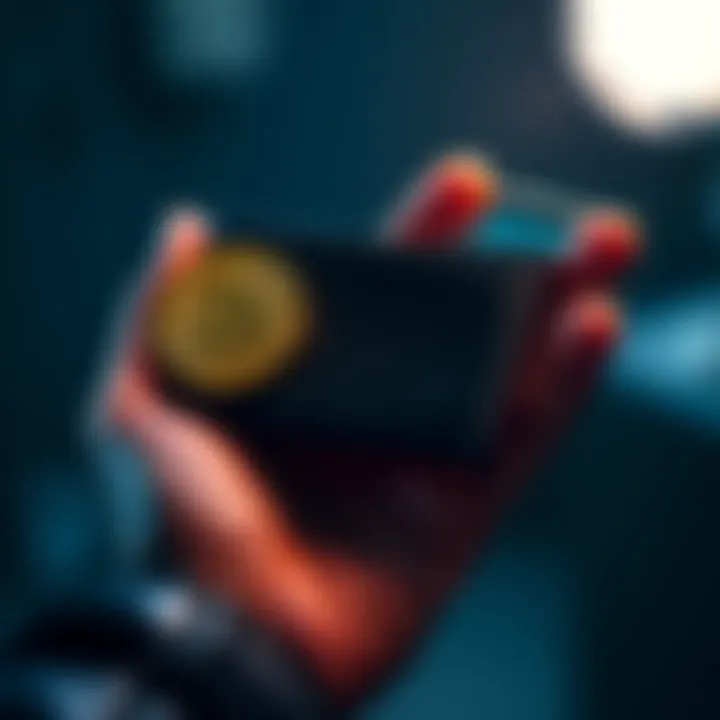 A person holding a cold wallet device with Bitcoin symbol, representing discreet purchase methods