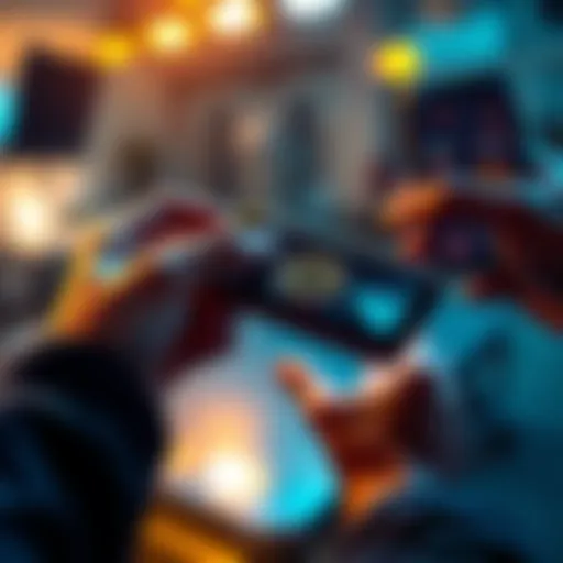 A person holding a cold wallet device while checking their Bitcoin balance on a smartphone