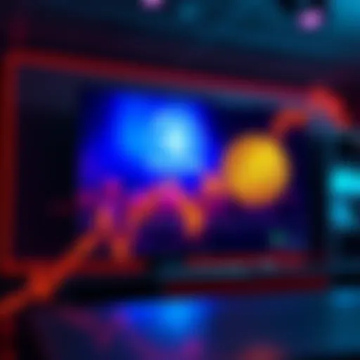 A graph showing Bitcoin's value soaring, with a TV screen in the background displaying the Community logo.