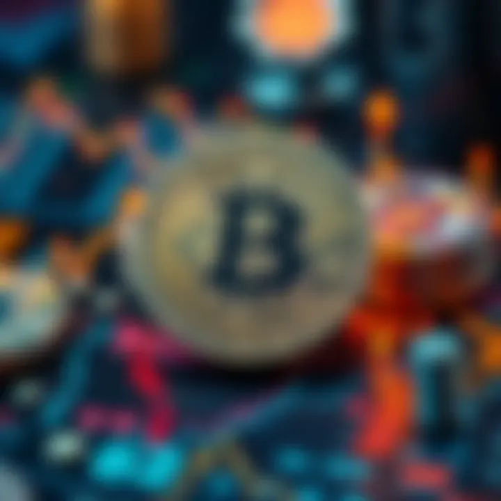 A visual representation of Bitcoin with financial symbols showing its impact on the economy