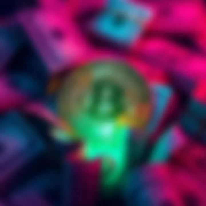 A Bitcoin symbol surrounded by dollar bills, representing financial empowerment and investment.