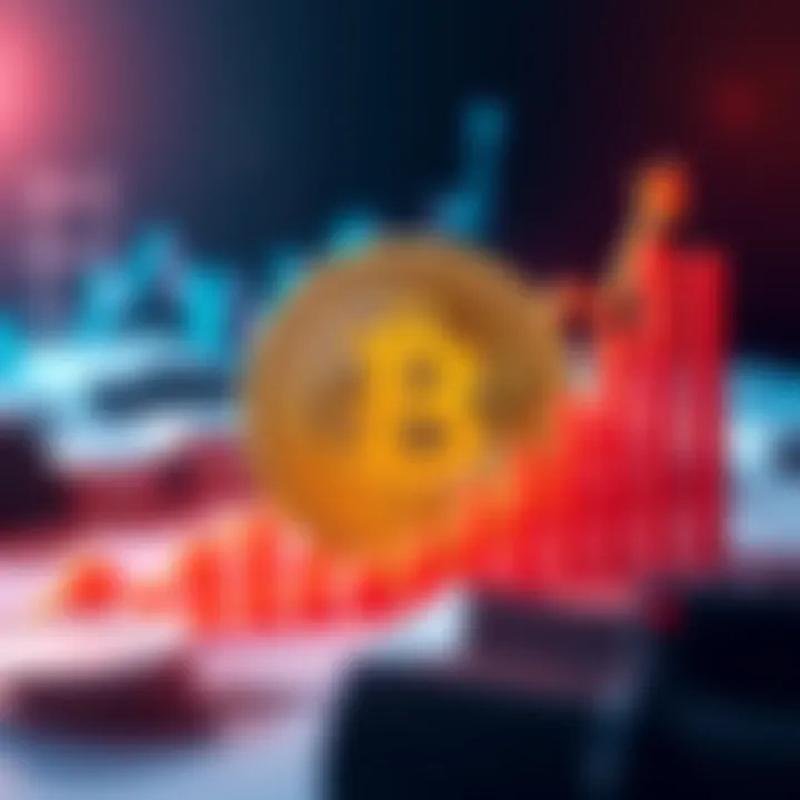 Bitcoin Symbol with Financial Growth Chart A Bitcoin symbol surrounded by a rising financial chart, illustrating growth in digital currency.