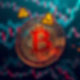 A graphic showing Bitcoin's logo with warning signs and market charts, symbolizing uncertainty in 2025.
