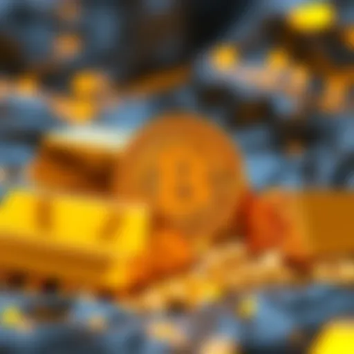 A graphic showing the Bitcoin symbol alongside shiny gold bars, representing Bitcoin as digital gold.
