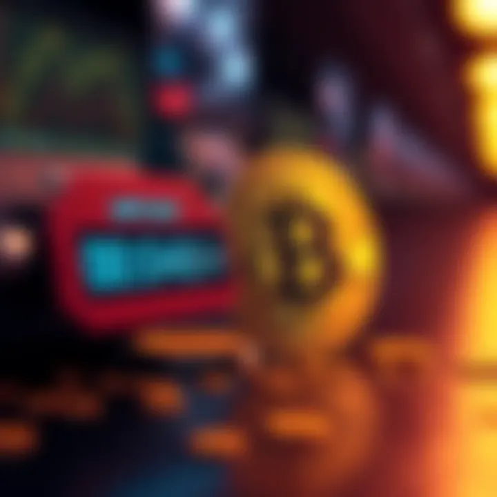 A Bitcoin logo next to a price tag showing $0.04864, representing Bitcoin's historic low.