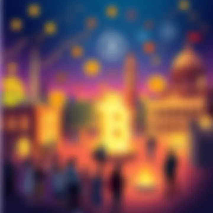 Bitcoin History and Community Insights An illustration showing symbols of Bitcoin, historical milestones, and community gatherings, representing key facts for newcomers.