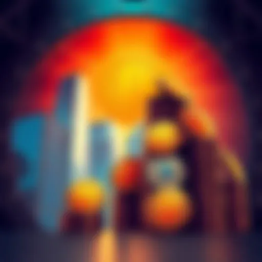 Illustration showing Bitcoin logos stacked in a vault with large corporate buildings in the background, representing institutional investment.