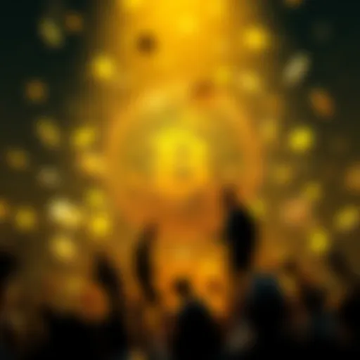 A visual representation of Bitcoin symbol surrounded by people investing in cryptocurrency in 2025