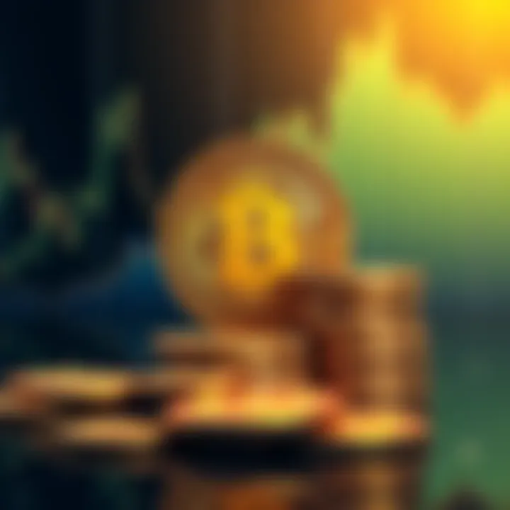 A stack of Bitcoin coins in front of a rising graph, symbolizing investment growth and the HODL strategy.