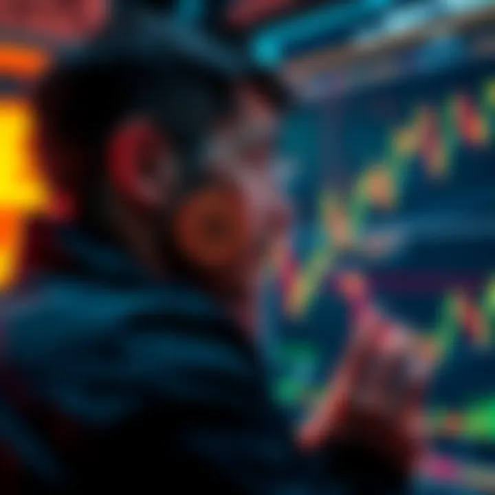 Individual looking at Bitcoin charts and considering an investment decision