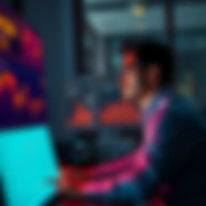 Person contemplating Bitcoin investment A person sitting in front of a computer, looking thoughtfully at cryptocurrency charts, reflecting on their first Bitcoin purchase.