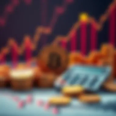 Bitcoin Investment Strategy A graphic showing a rising Bitcoin graph with coins and a calculator for financial planning.