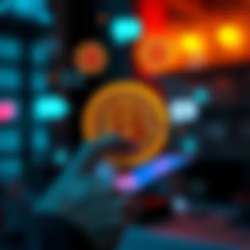 A person using a smartphone with Bitcoin symbols and messaging icons around it, symbolizing privacy in digital communications.