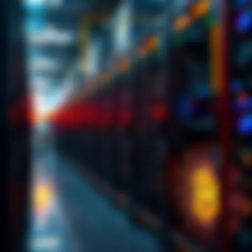 Bitcoin miners transitioning to artificial intelligence technologies, showing a mix of mining rigs and AI graphics