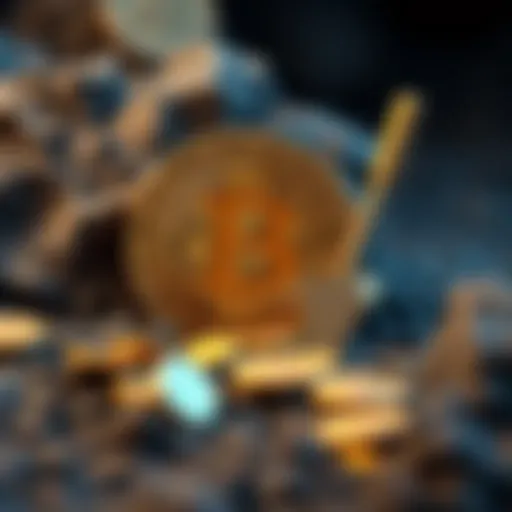A digital illustration showing the Bitcoin logo with a mining pick and a few coins scattered, symbolizing the approaching limit of Bitcoin supply.