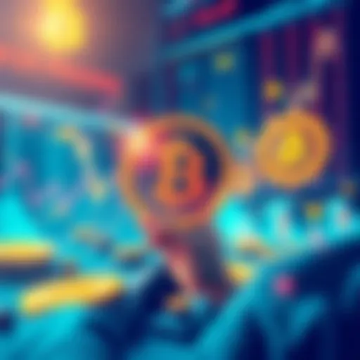 A digital illustration depicting the launch of a Bitcoin-only stock exchange, featuring Bitcoin symbols and stock market elements.